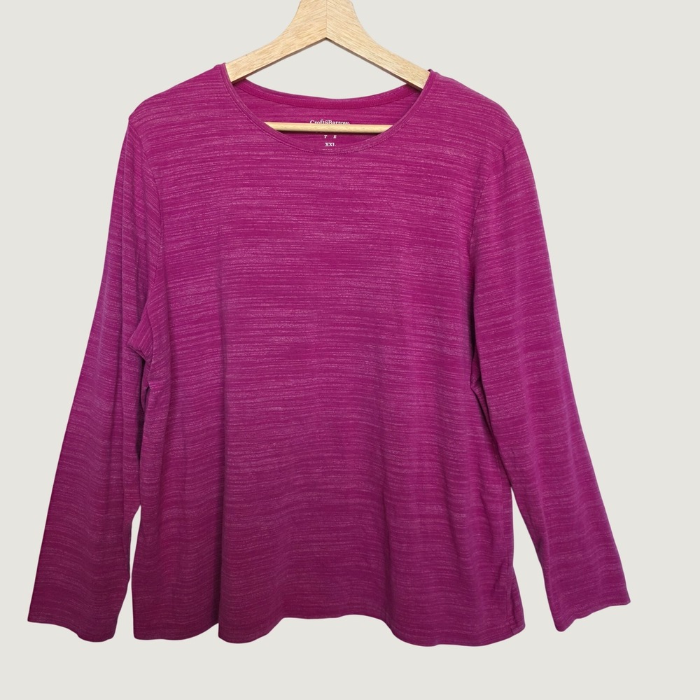 Croft & Barrow Classic Tee Womens XXL Magenta Excellent Space Dye Long Sleeve